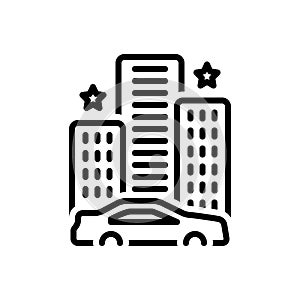 Black line icon for Eventually, hotel and building