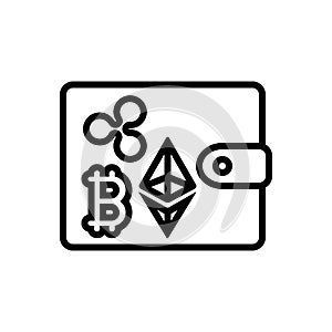 Black line icon for Ewallet, digital and money
