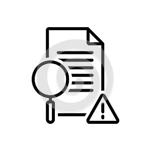 Black line icon for Examined, investigate and inspect