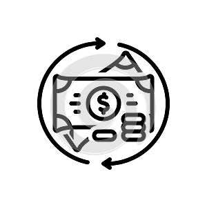 Black line icon for Exchanges, finance and currency
