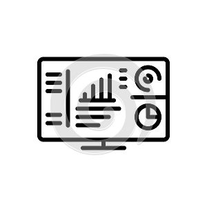 Black line icon for Exec, computer and website