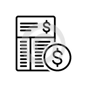 Black line icon for Expense, expenditure and outgoings