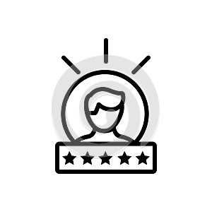 Black line icon for Experience, feedback and testimonial