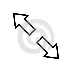 Black line icon for Extend, arrow and opposite