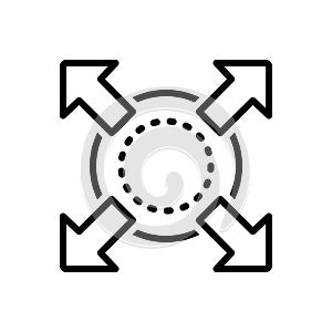 Black line icon for Extend, develop and widen