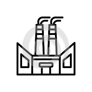 Black line icon for Factory, industry and production