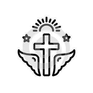 Black line icon for Faith, christianity and holy