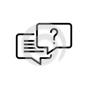 Black line icon for Faqs, question and mark