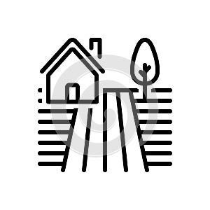 Black line icon for Farm, land and ground photo