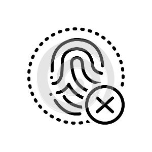 Black line icon for Fingerprint cancelation, symbol and biometry photo