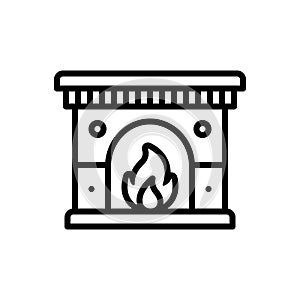 Black line icon for Fireplace, chimney and mantelpiece
