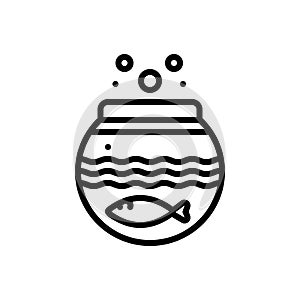 Black line icon for Fish Inside The Bowl, fishbowl and aquariums