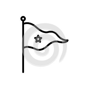 Black line icon for Flag, banner and star