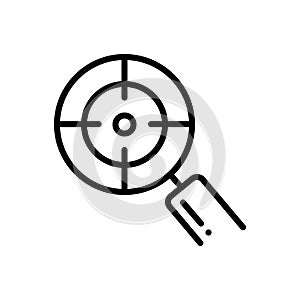 Black line icon for Focus, spotlight and target