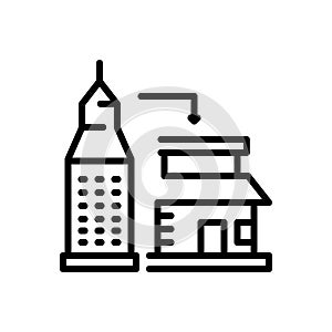 Black line icon for Formerly, ateriorly and building