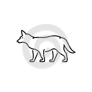 Black line icon for Fox, omnivores and tail