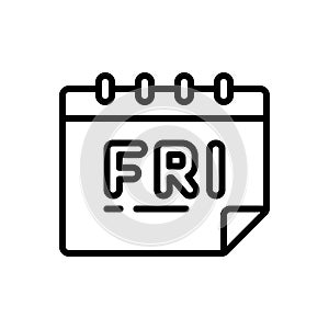 Black line icon for Friday, agenda and appointment