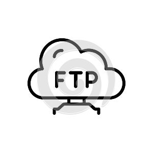 Black line icon for Ftp, protocol and folder