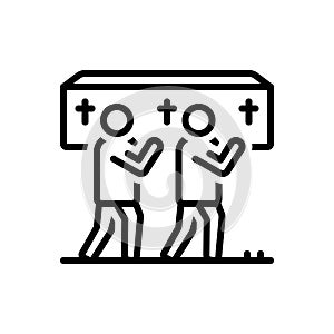 Black line icon for Funeral, carry and coffin