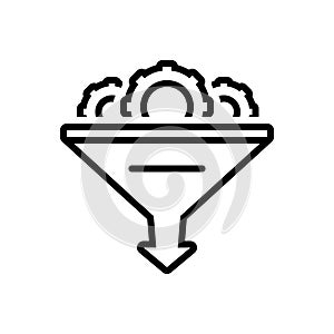 Black line icon for Funnel, gear and optimization