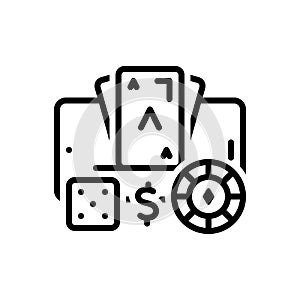Black line icon for Gambling, bet and casino