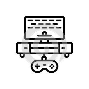 Black line icon for Game, control and console