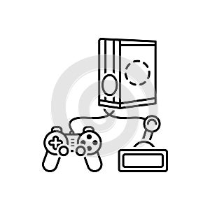 Black line icon for Games, Console and playstation