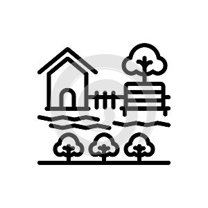 Black line icon for Garden, park and tree