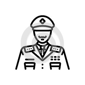 Black line icon for General, widespread and police