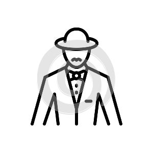 Black line icon for Gentleman, mynheer and esquire