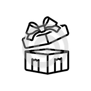 Black line icon for Gifted, giftbox and surprise