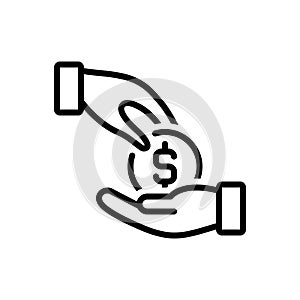 Black line icon for Give Money, riches and piles