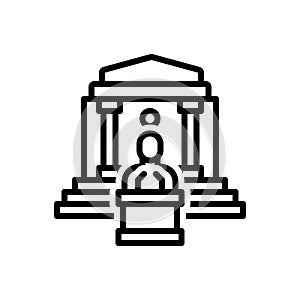 Black line icon for Governing, temple and law