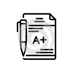 Black line icon for Grades, editable and exam