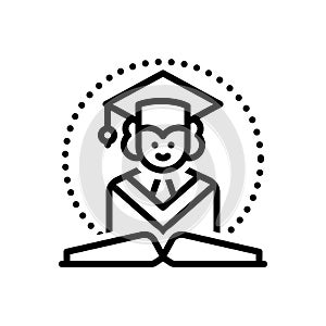 Black line icon for Graduation, graduate and knowledge