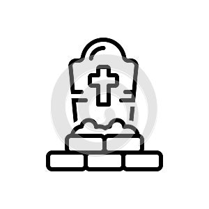 Black line icon for Grave, tombstone and graveyard
