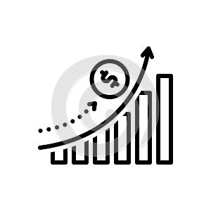 Black line icon for Grow, money and financial