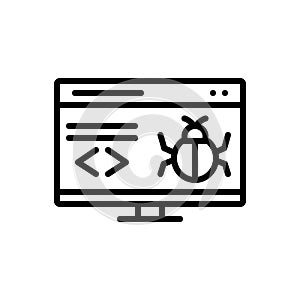 Black line icon for Hacks, fraud and software