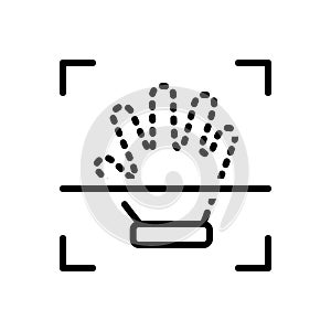 Black line icon for Handprint, creativity and scan