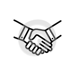 Black line icon for Handshake, deal and pledge