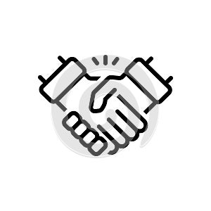 Black line icon for Handshake, disagreement and partnership