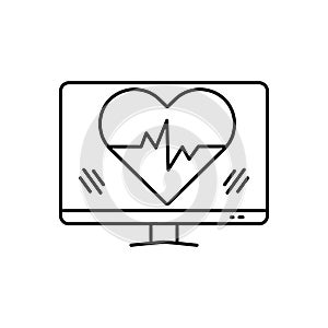 Black line icon for Heartbeat, healthcare and pulse