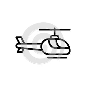 Black line icon for Helicopter, chopper and transportation