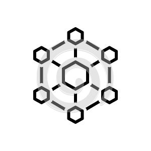 Black line icon for Hexagonal Interconnections, interconnectivity and digital