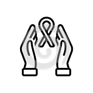 Black line icon for Hope, cancer and expectation