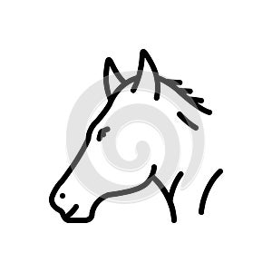 Black line icon for Horse, steed and animal