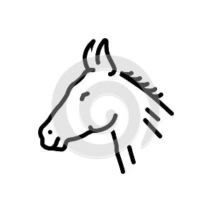 Black line icon for Horse, steed and equine