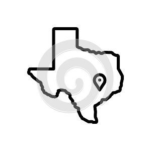 Black line icon for Houston, texas and region