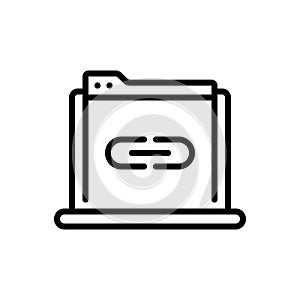 Black line icon for Href, link and linked