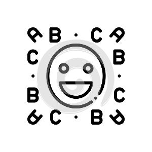 Black line icon for Idiom, emoji and language